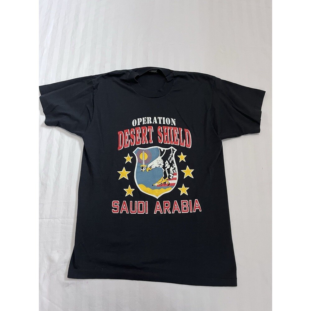Vintage Desert Shield Single Stitch T-Shirt Saudi Arabia LARGE Military USA 250
